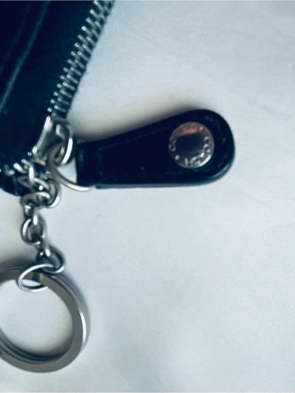 🖤Coach🖤 Black Leather Key & Card Holder with Silver Keyring